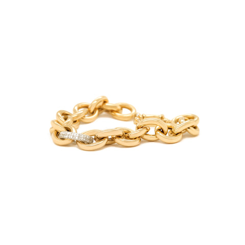 14k Puff Link Diamond Bracelet