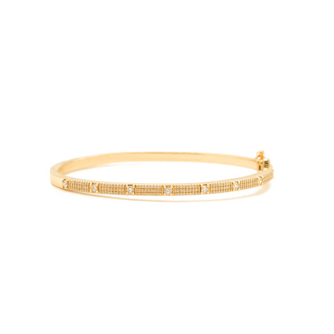 14k Triple LineDiamond Bangle