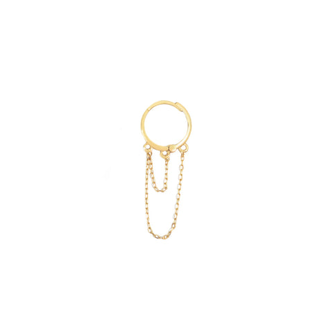 14k Huggie with Double Chain
