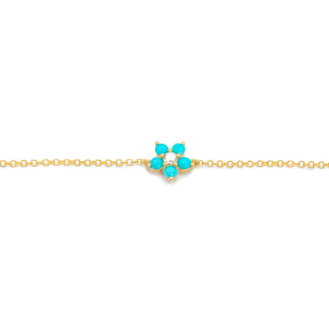 Turquoise Flower Diamond Bracelet