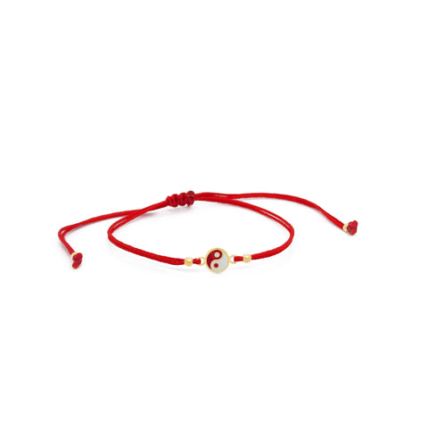 14k Enamel Ying Yang Bracelet