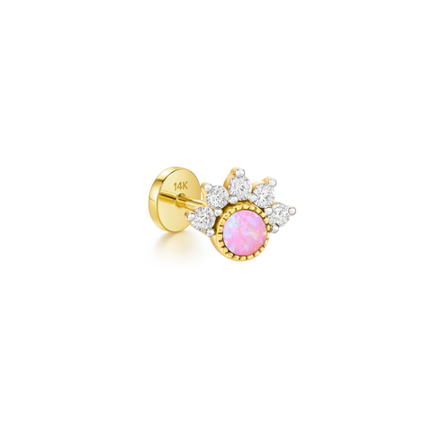 14K “Celestial Opal” CZ Halo – Cartilage Piercing