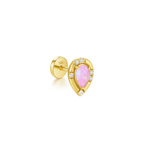 14K “Opal Drop” CZ & Opal – Cartilage Piercing