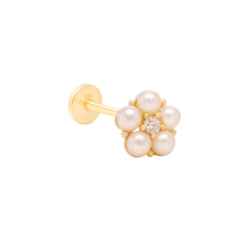 14K Pearl Flower Piercing