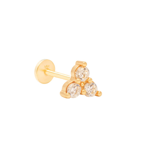 14k Trinity CZ Piercing