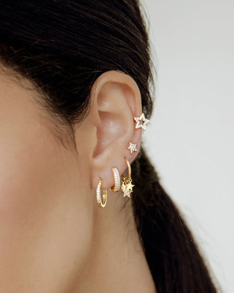 14k Double Bright Huggies CZ