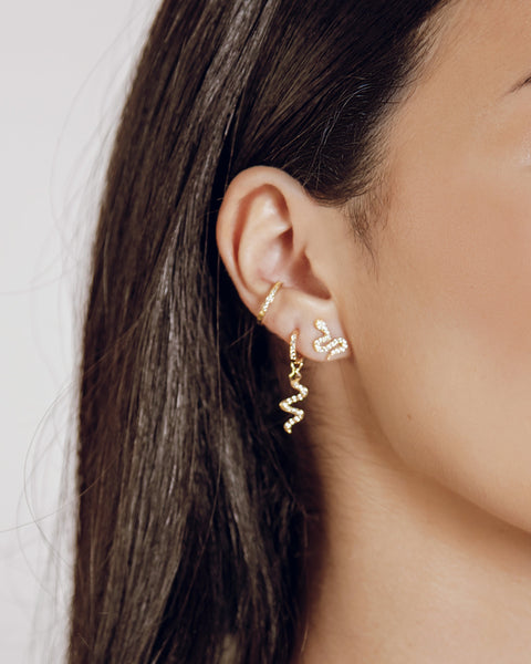 14k Bright Snake CZ Huggies