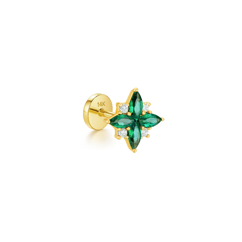 14K “Stellar Bloom” Marquise CZ – Cartilage Piercing