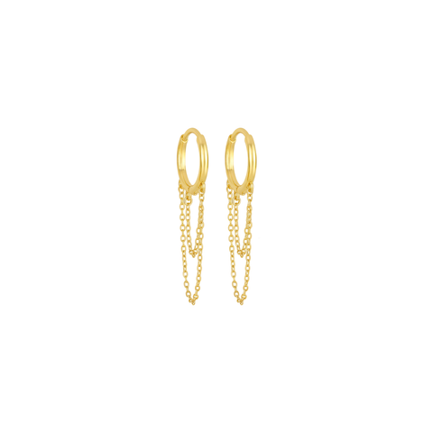 14k Huggie with Double Chain