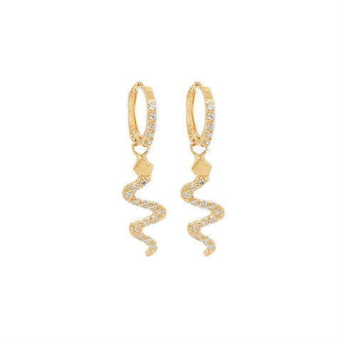 14k Bright Snake CZ Huggies