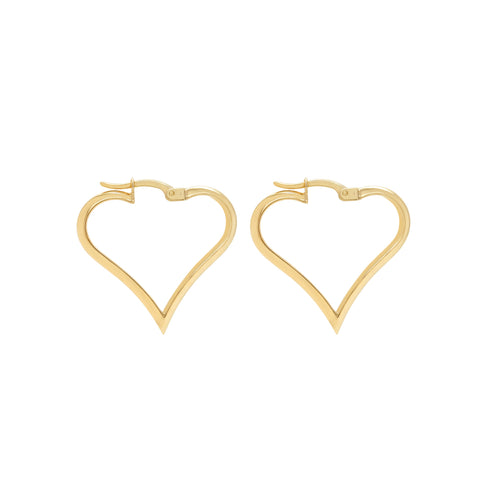 14k Heart Hoop