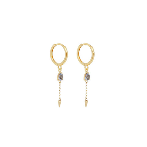 14k Fancy Drop & Spike Huggies