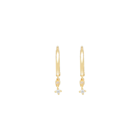 14K Tiny Sparkles Huggie Earrings