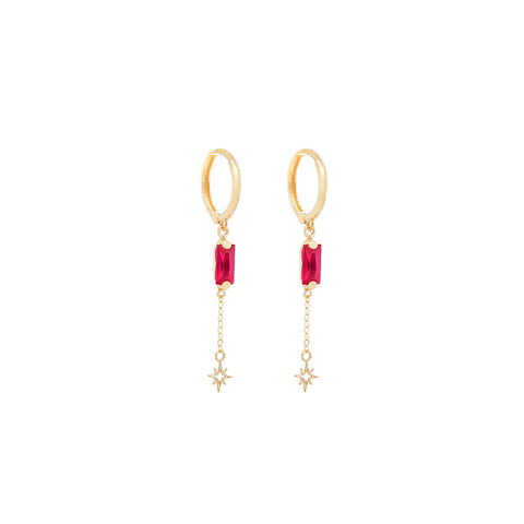 14k Baguette Zirconia Huggies