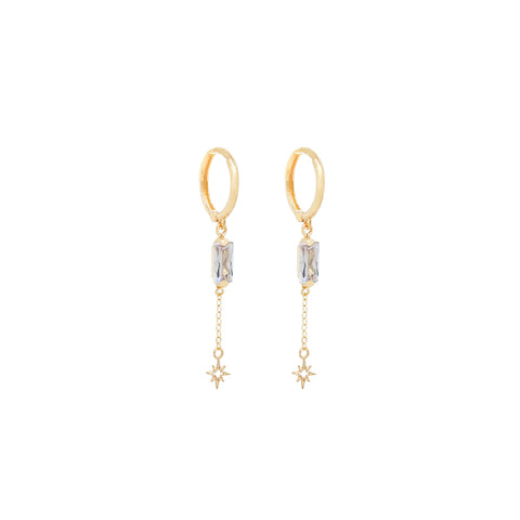 14k Baguette Zirconia Huggies