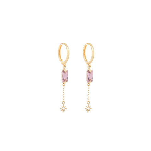 14k Baguette Zirconia Huggies
