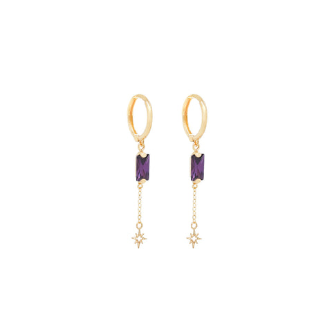 14k Baguette Zirconia Huggies