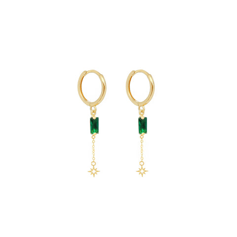 14k Baguette Zirconia Huggies