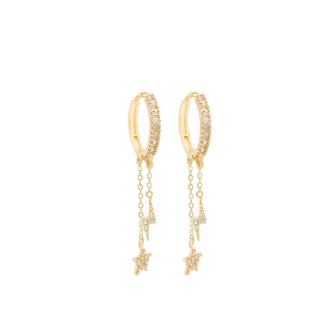 14k Lightning Bolt & Star Huggies
