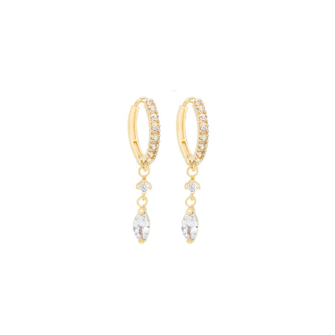 14k Sparkle Drop Huggies