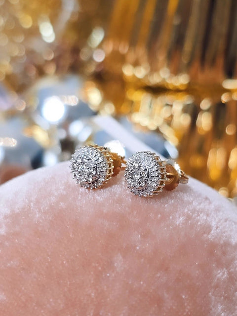 14K Round Diamond Earrings