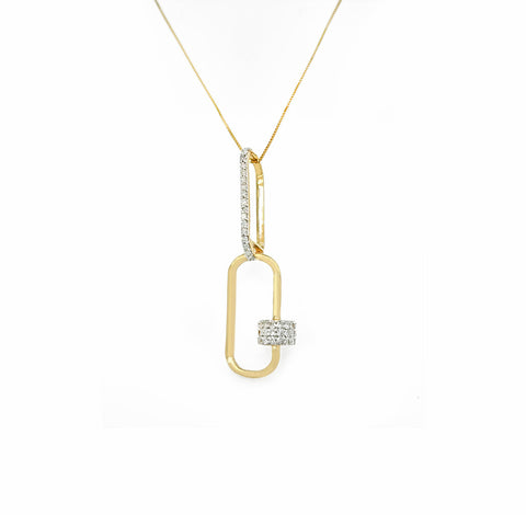 14k Diamond Double Clip with a Cilinder