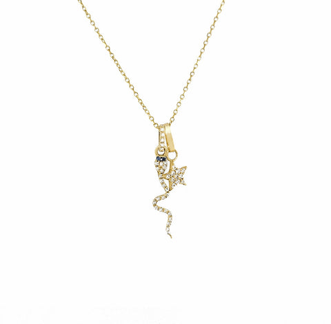 14k Diamond Snake & Star Duo Necklace
