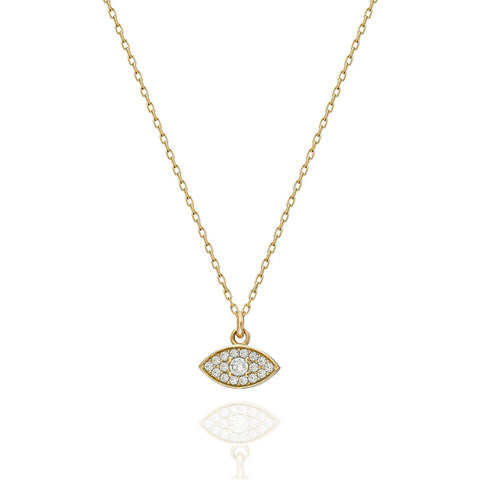 14K Mini Pavé Protector Eye Necklace