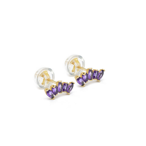 14K Bright Baguette Earrings