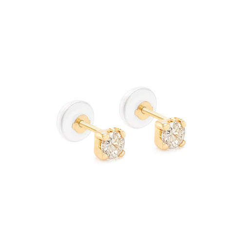 14k Square CZ Earrings