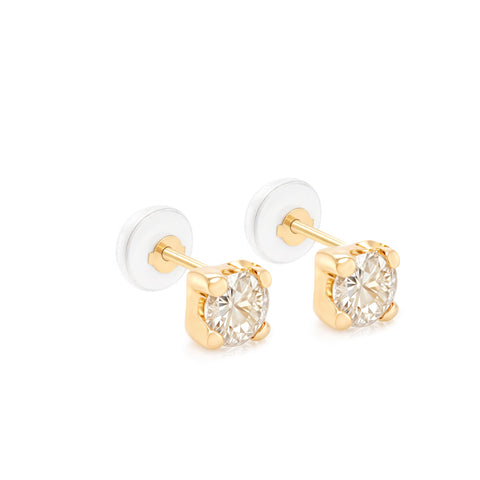 14k Square CZ Earrings