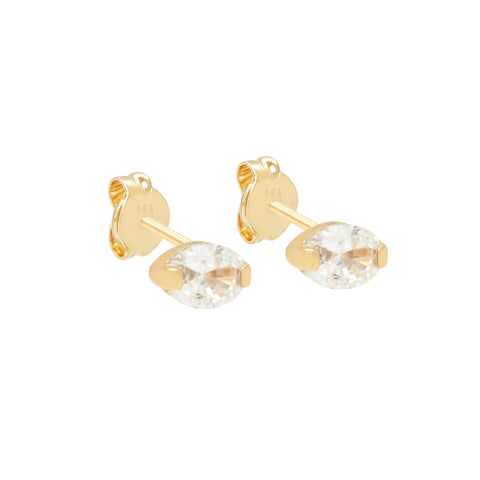14K Single Oval Studs