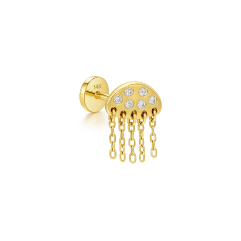 14K “Celeste Drip” CZ Chain – Cartilage Piercing