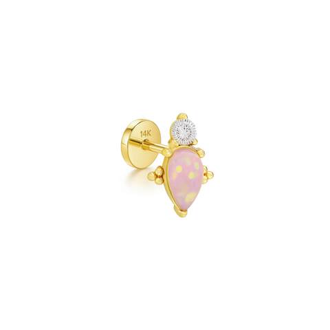 14K “Opal Rose” CZ & Opal – Cartilage Piercing