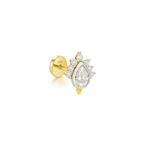 14K “Luna Tear” CZ Halo – Cartilage Piercing