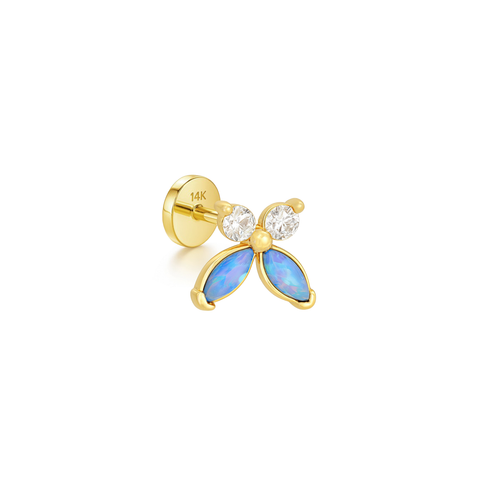14K “Opal Wing” CZ & Opal – Cartilage Piercing