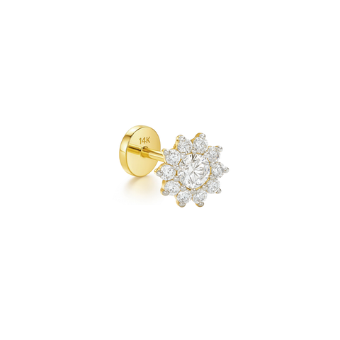 14K “Solar Bloom” CZ Halo – Cartilage Piercing