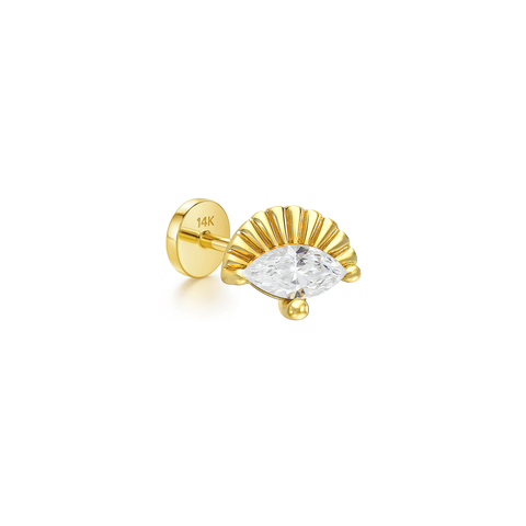 14K “Aurora Fan” Marquise CZ – Cartilage Piercing