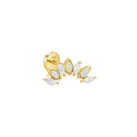 14K “Opal Crown” CZ & Opal – Cartilage Piercing