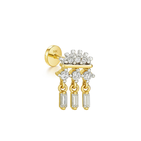 14K “Stellar Cascade” CZ Drip – Cartilage Piercing