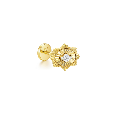 14K “Solstice Radiant” CZ Medallion – Cartilage Piercing