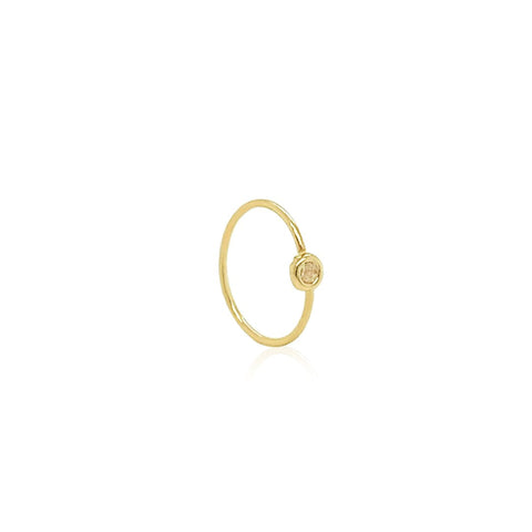 14k Nose Ring with Tiny Zirconia 9mm