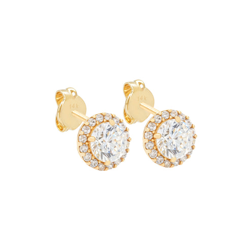 14k Halo CZ & Micropave Studs